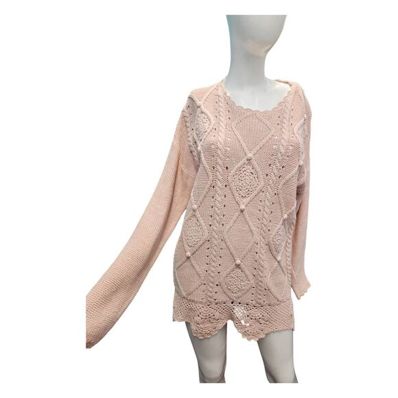 Patrick Tricot 80's Pink Chunky Knit Textured Sweater Womens Large - Picture 2 of 8